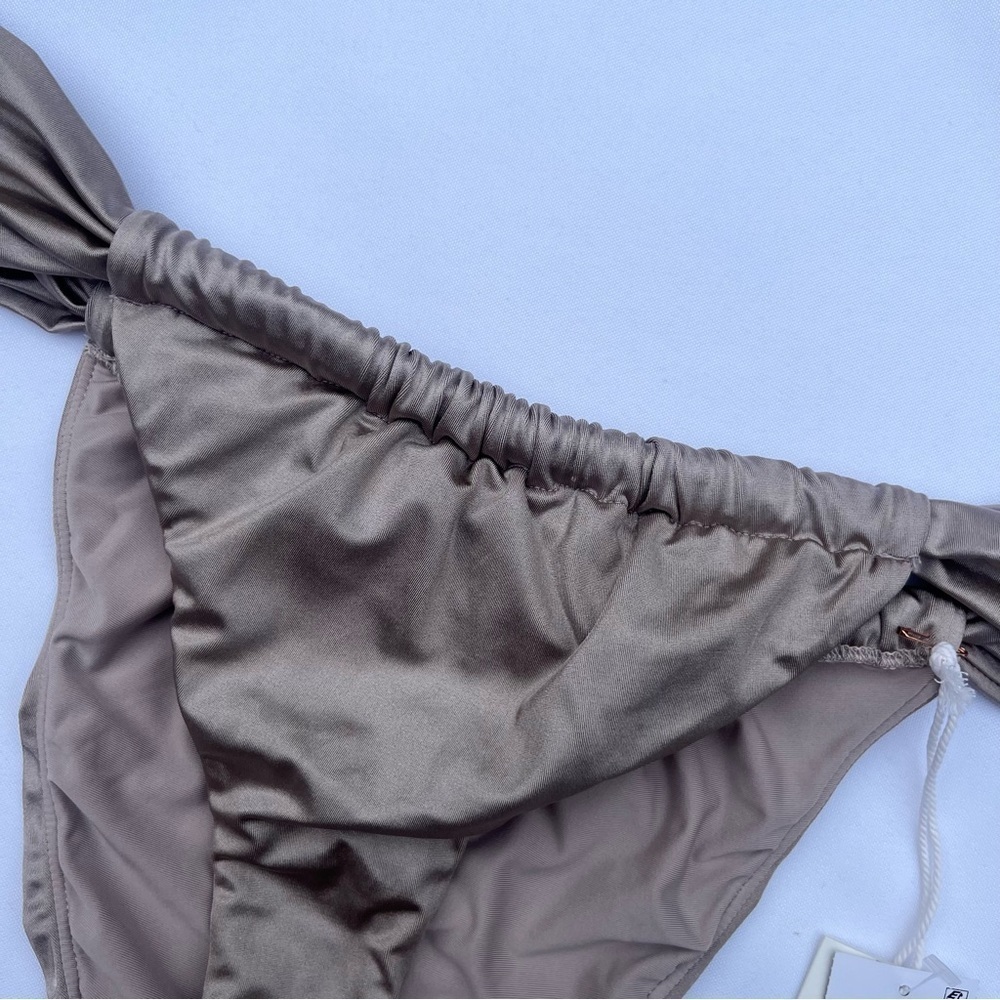 Good American Mink Shine Satin Ruched High Rise Bikini Bottoms Size 4/XLarge NWT - Picture 6 of 16